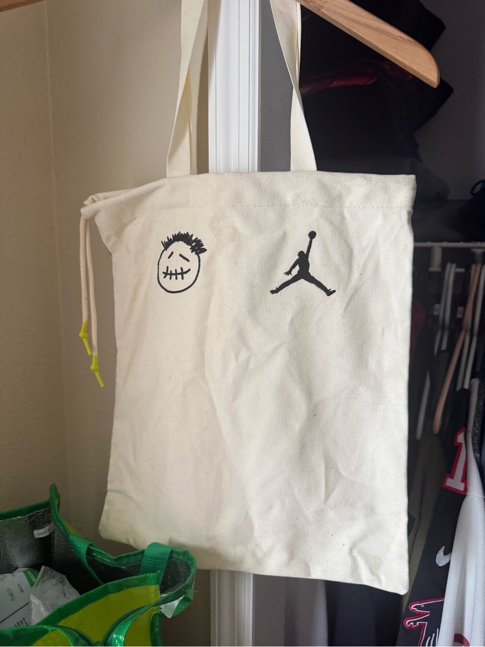 Jordan Cream Canvas Tote Bag with Black Jumpman Logo cactus jack rare